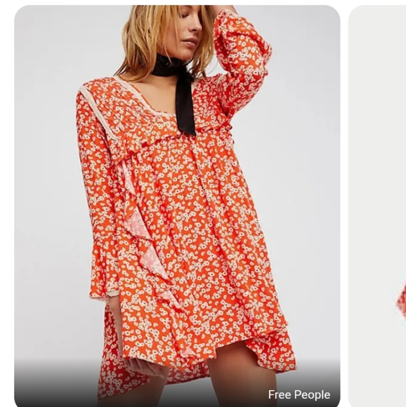 Free People Orange Floral Like You Best Baby Doll Mini Swing Dress Size S - Picture 11 of 11